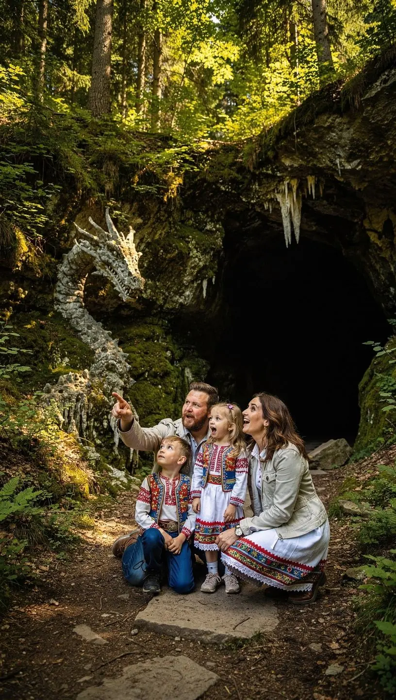 A guided speleology tour group navigating the winding paths of the Demänovská caves, marveling at the geological features.